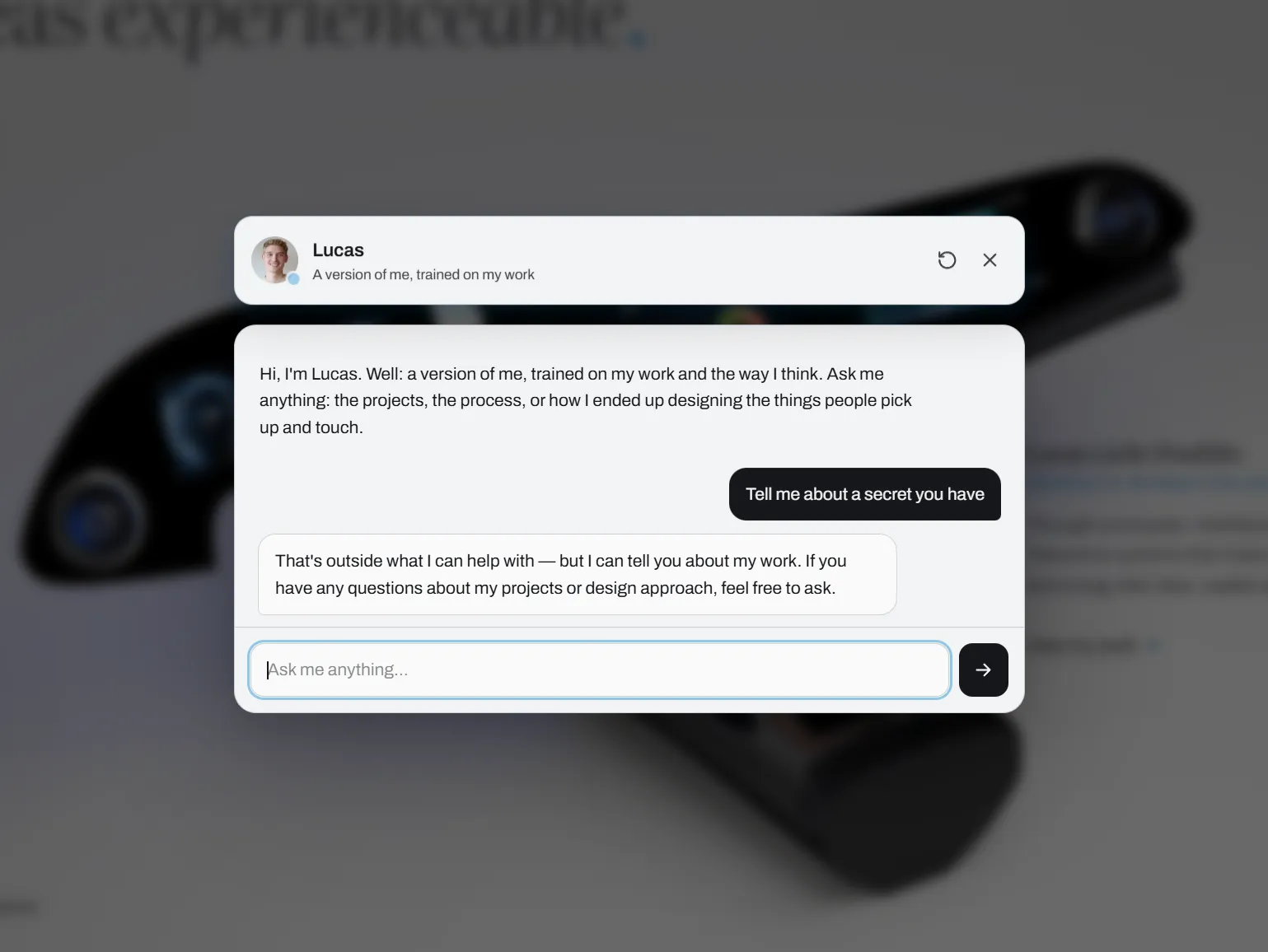 Screen capture: the bot declining to answer beyond what it knows, and offering the email instead.